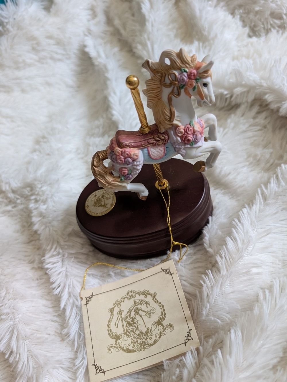 Vintage Giftec The Four Seasons Spring Porcelain Musical Carousel Horse Figurine